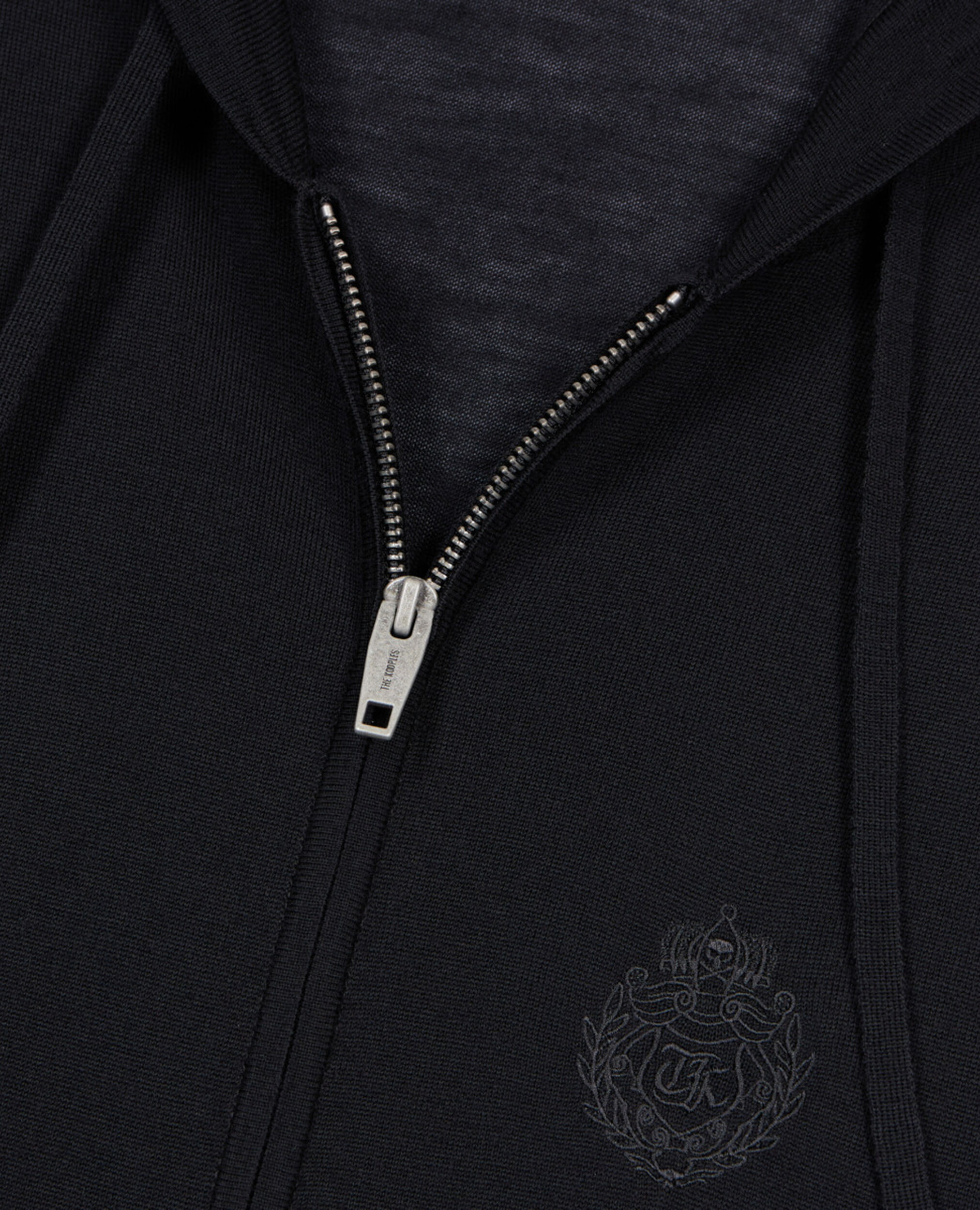Black wool hooded cardigan, BLACK, hi-res image number null