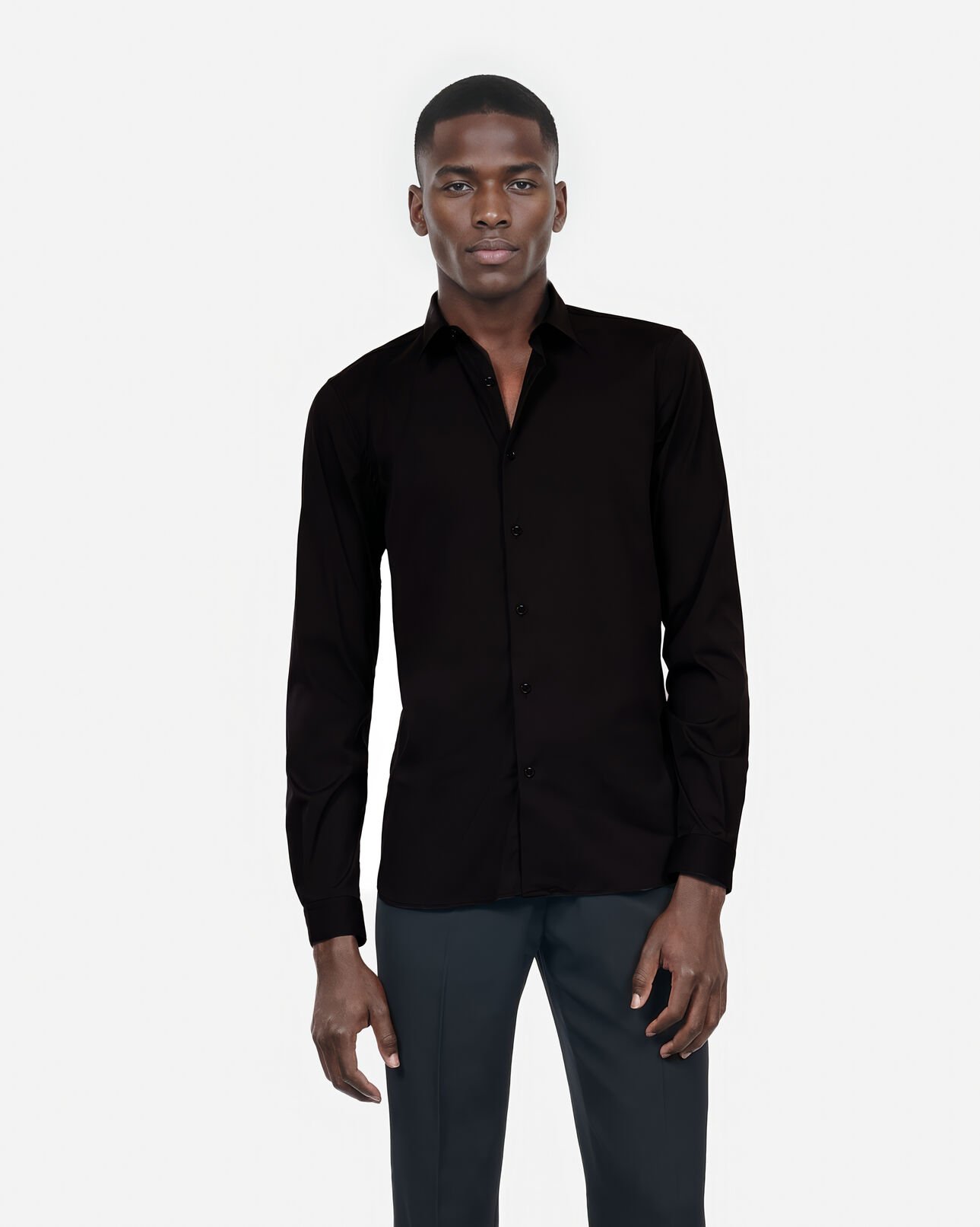 The Kooples MEN BLACK black poplin shirt