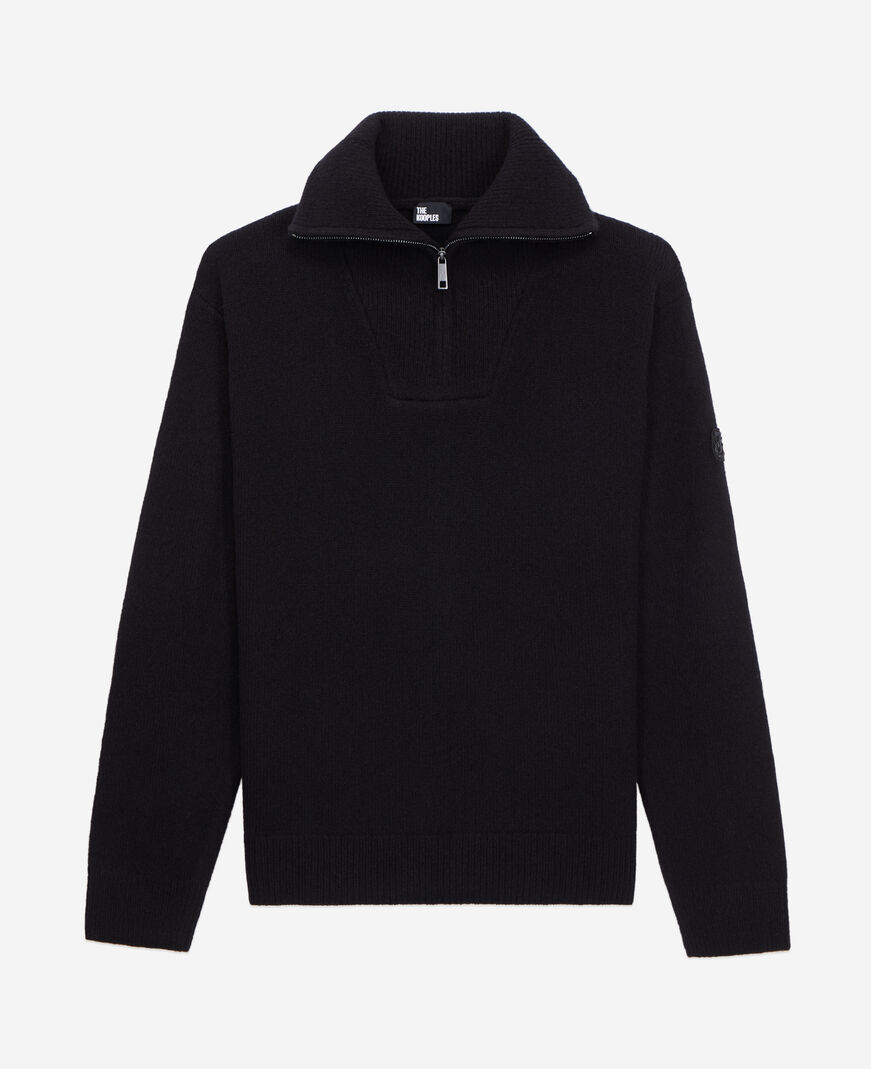 The Kooples HOMME BLACK pull en laine mélangée avec zip noir