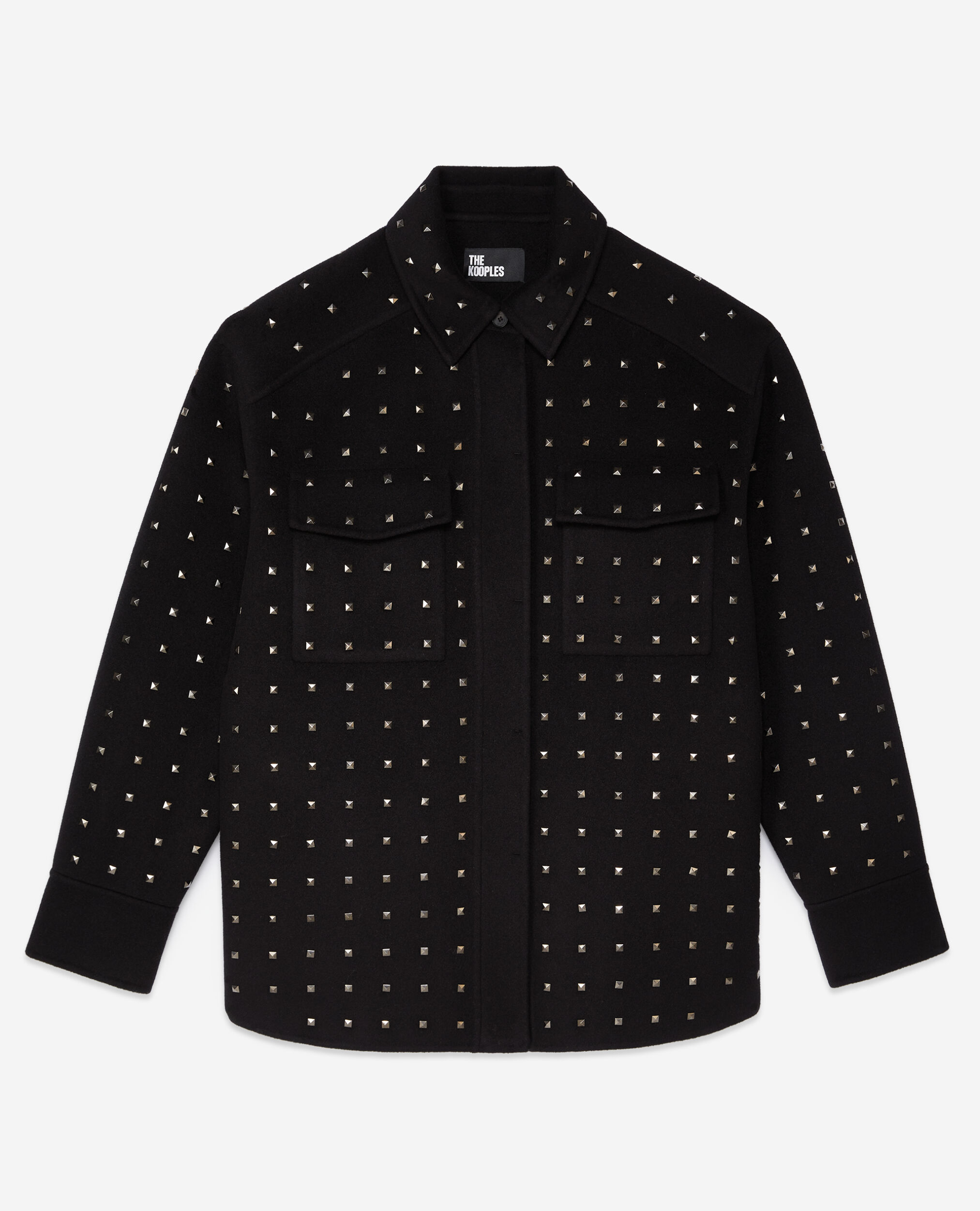 Schwarze Hemdjacke aus einer Wollmischung, BLACK, hi-res image number null