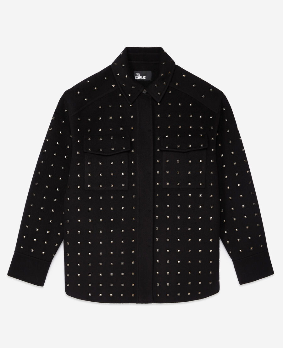 black wool-blend overshirt-style jacket with studs