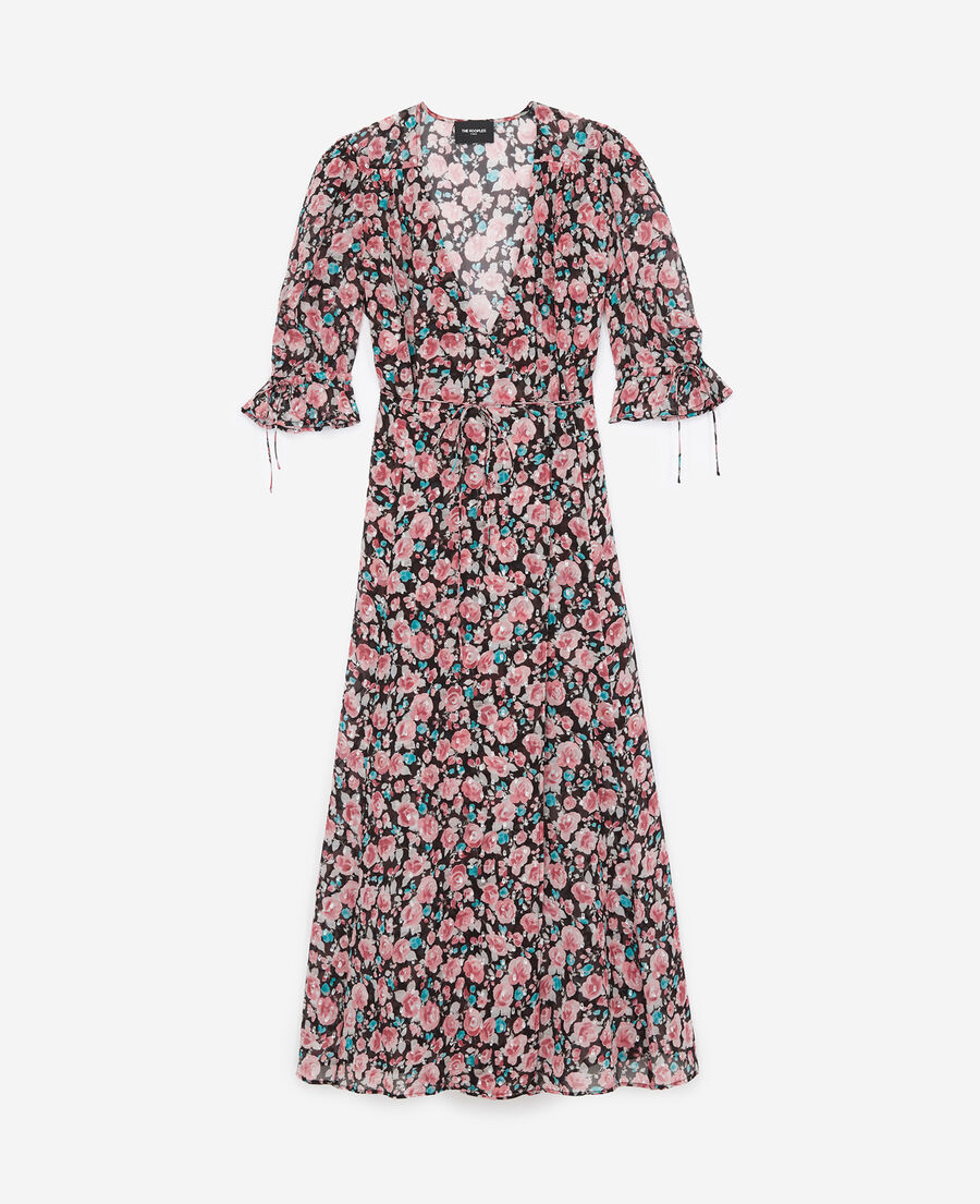 Long floral wrap dress | The Kooples Women