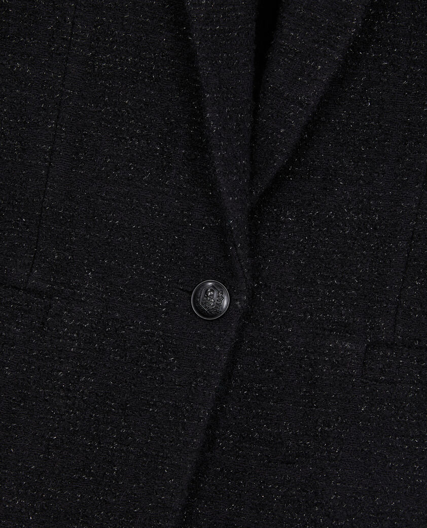 The Kooples WOMEN BLACK black tweed blazer with silver details