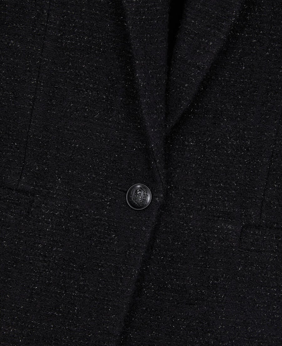 The Kooples WOMEN BLACK black tweed blazer with silver details