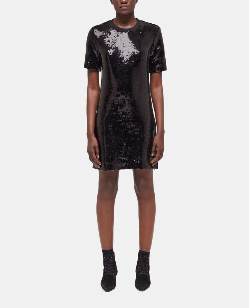 The Kooples FEMME BLACK robe courte à sequins noire