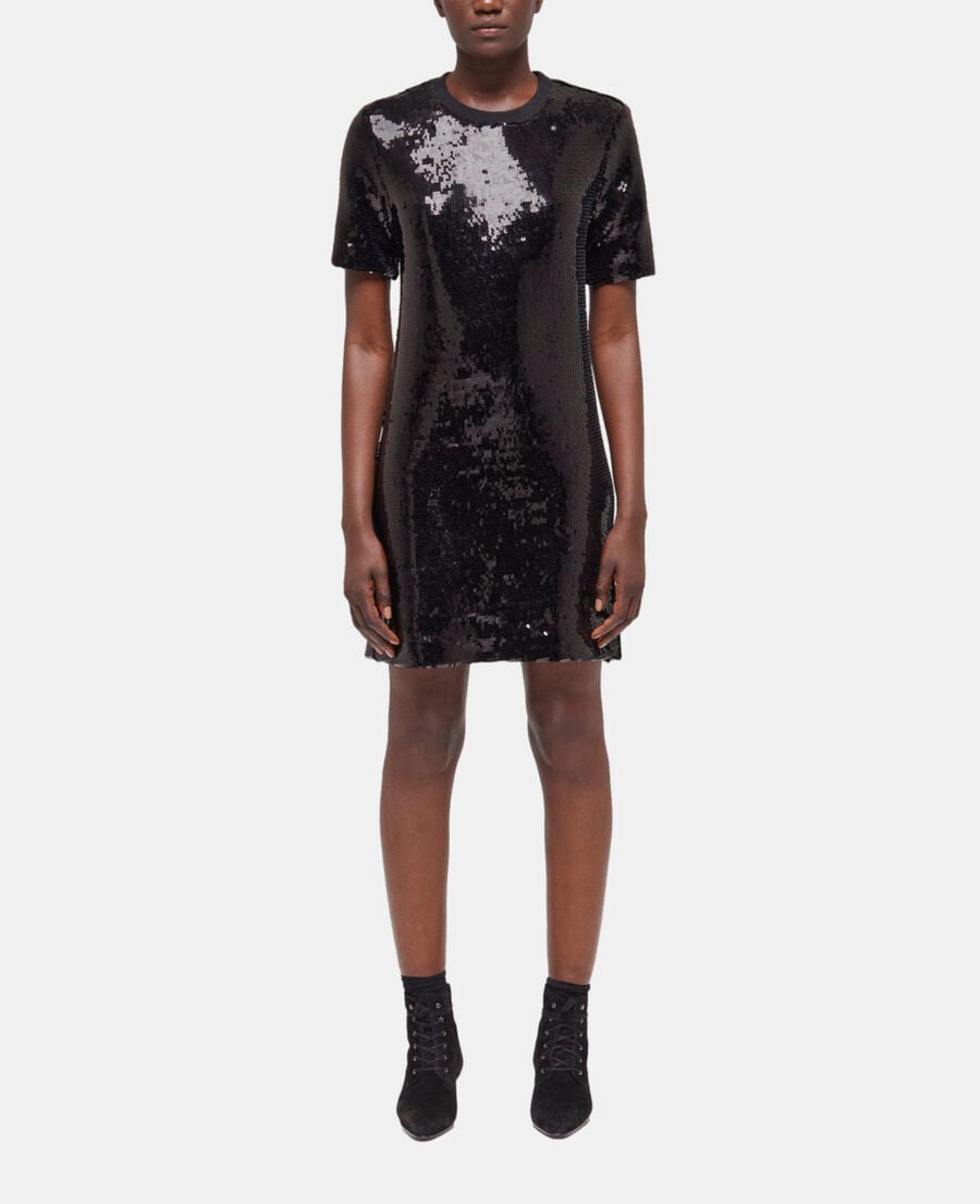The Kooples FEMME BLACK robe courte à sequins noire