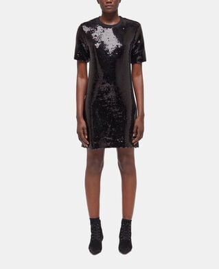 The Kooples FEMME BLACK robe courte à sequins noire