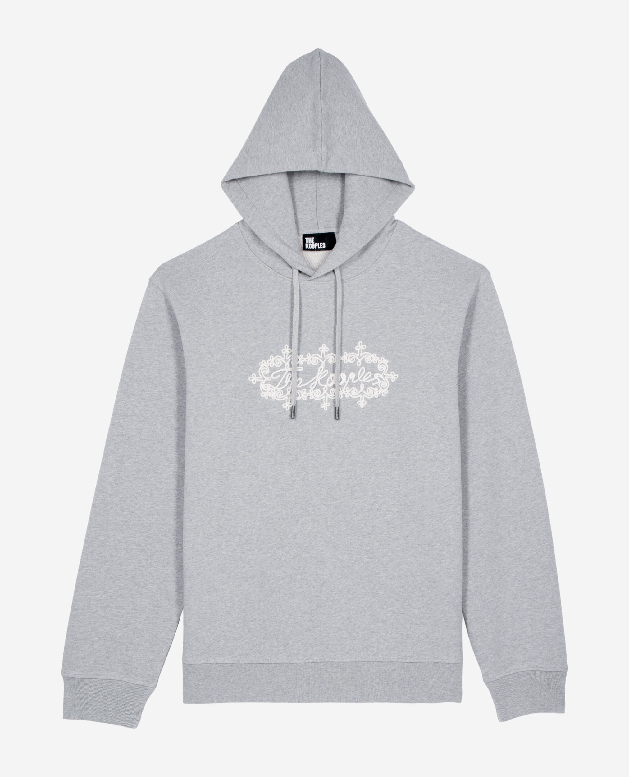 Grey embroidered logo hoodie, LIGHT GREY MELANGE, hi-res image number null