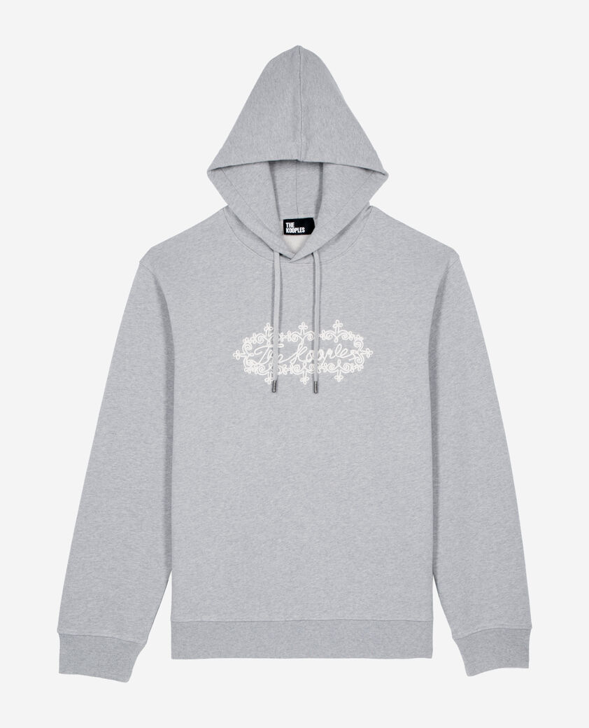 The Kooples HOMME LIGHT GREY MELANGE sweatshirt à capuche avec broderie logo gris