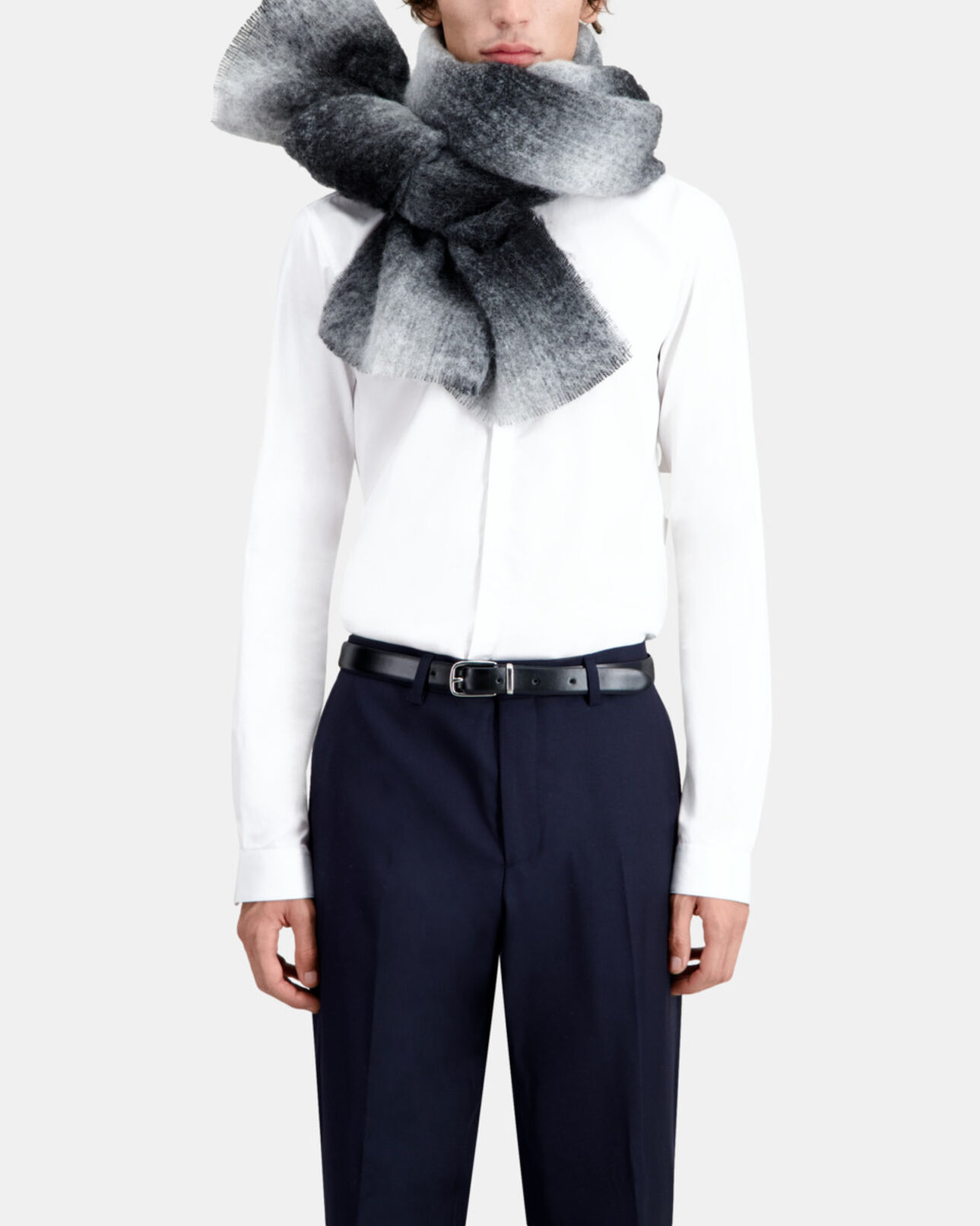 The Kooples WOMEN BLACK black checked wool-blend scarf