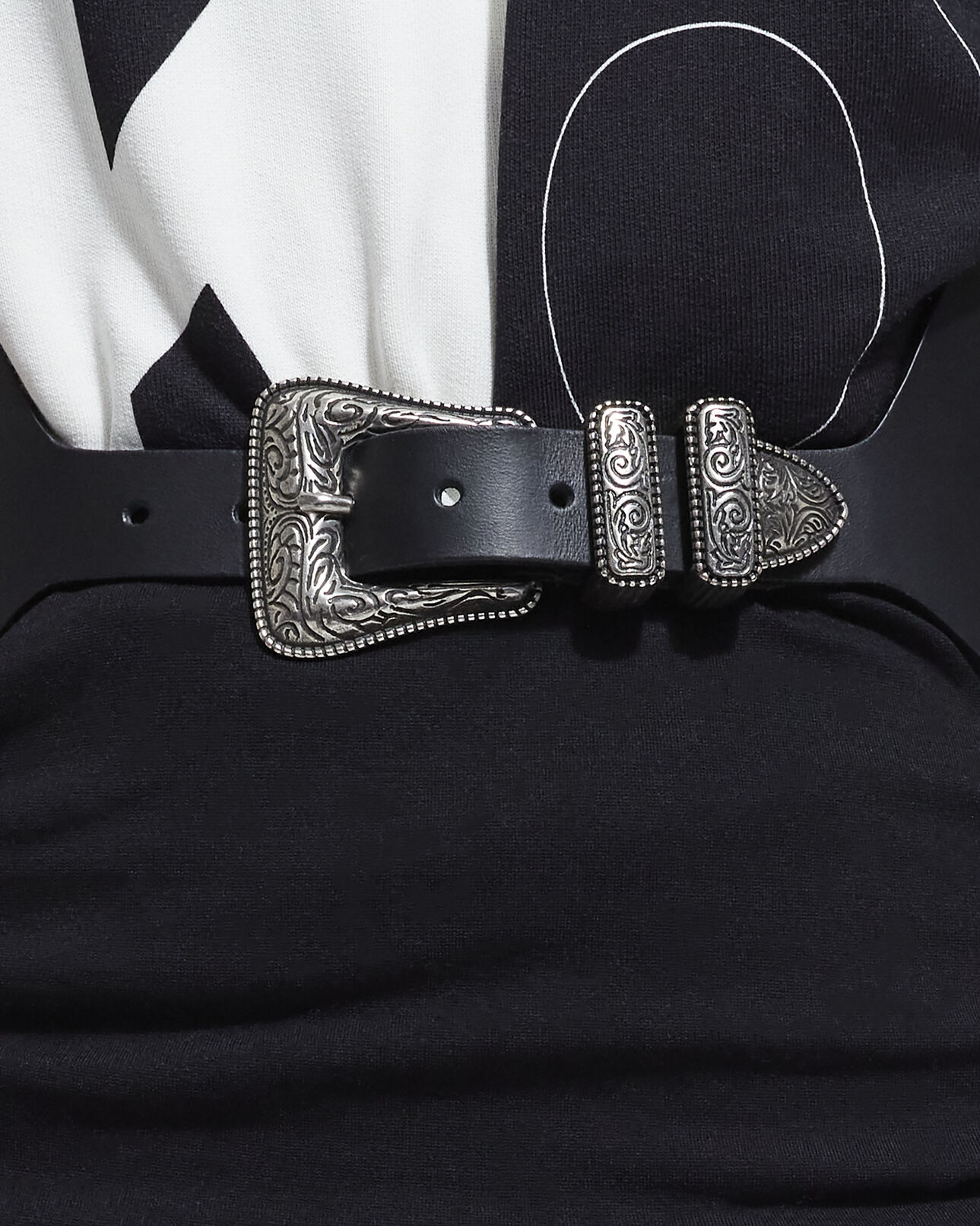 The Kooples FEMME BLACK ceinture large en cuir noire