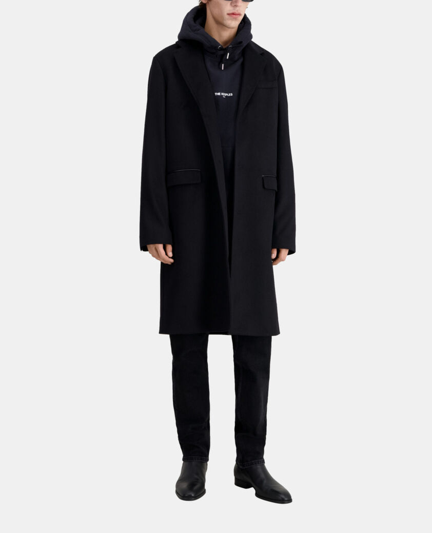 The Kooples HERREN BLACK langer schwarzer mantel aus kaschmir