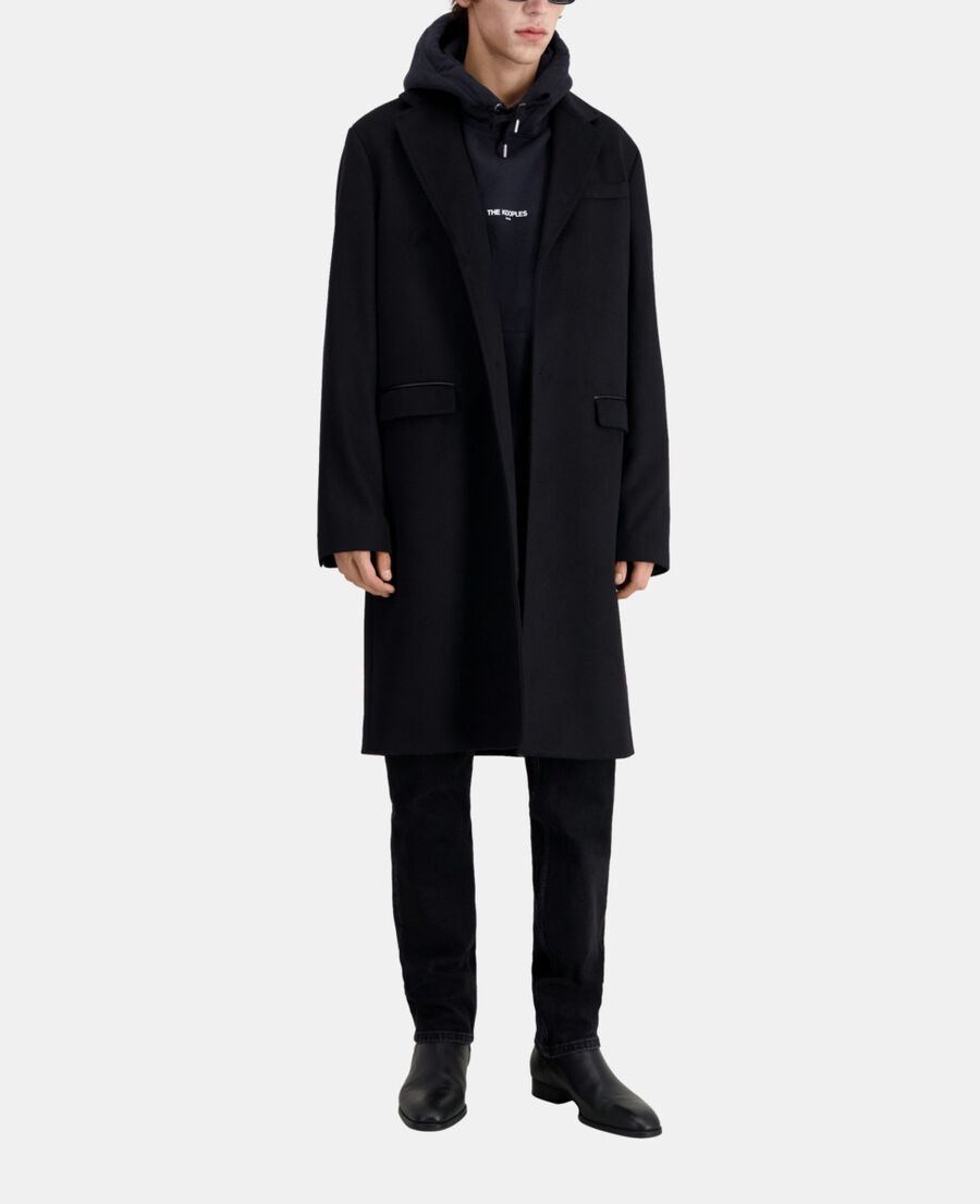 The Kooples HERREN BLACK langer schwarzer mantel aus kaschmir