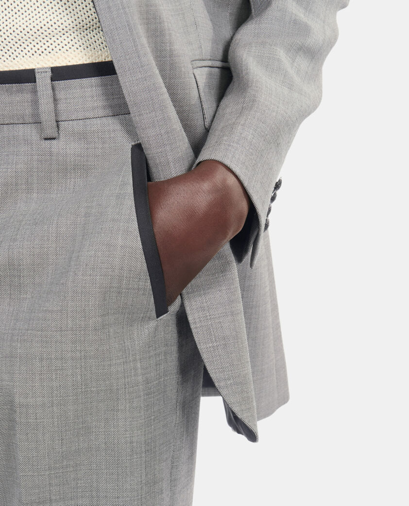 The Kooples FEMME BEIGE MELANGE pantalon tailleur droit en laine taupe