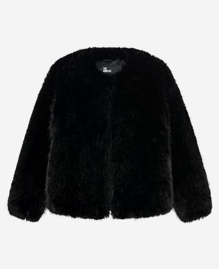 The Kooples WOMEN BLACK black fur-effect short coat