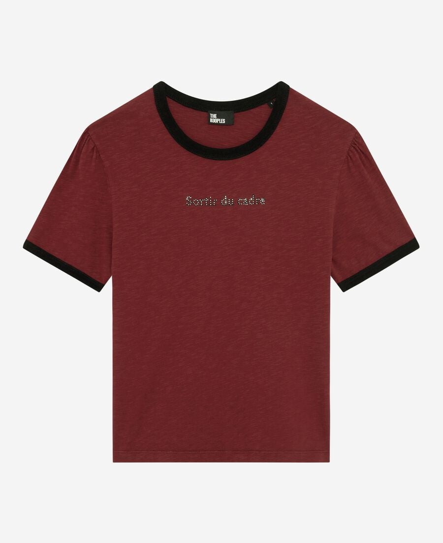 The Kooples F WINE RED t-shirt with red rhinestone screen print