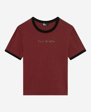 The Kooples F WINE RED t-shirt with red rhinestone screen print