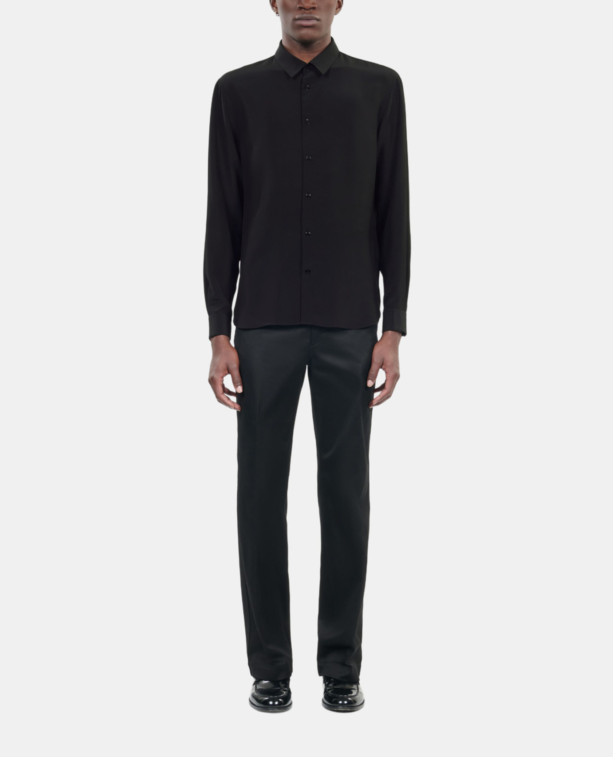 Chemise en soie noire, BLACK, hi-res image number null