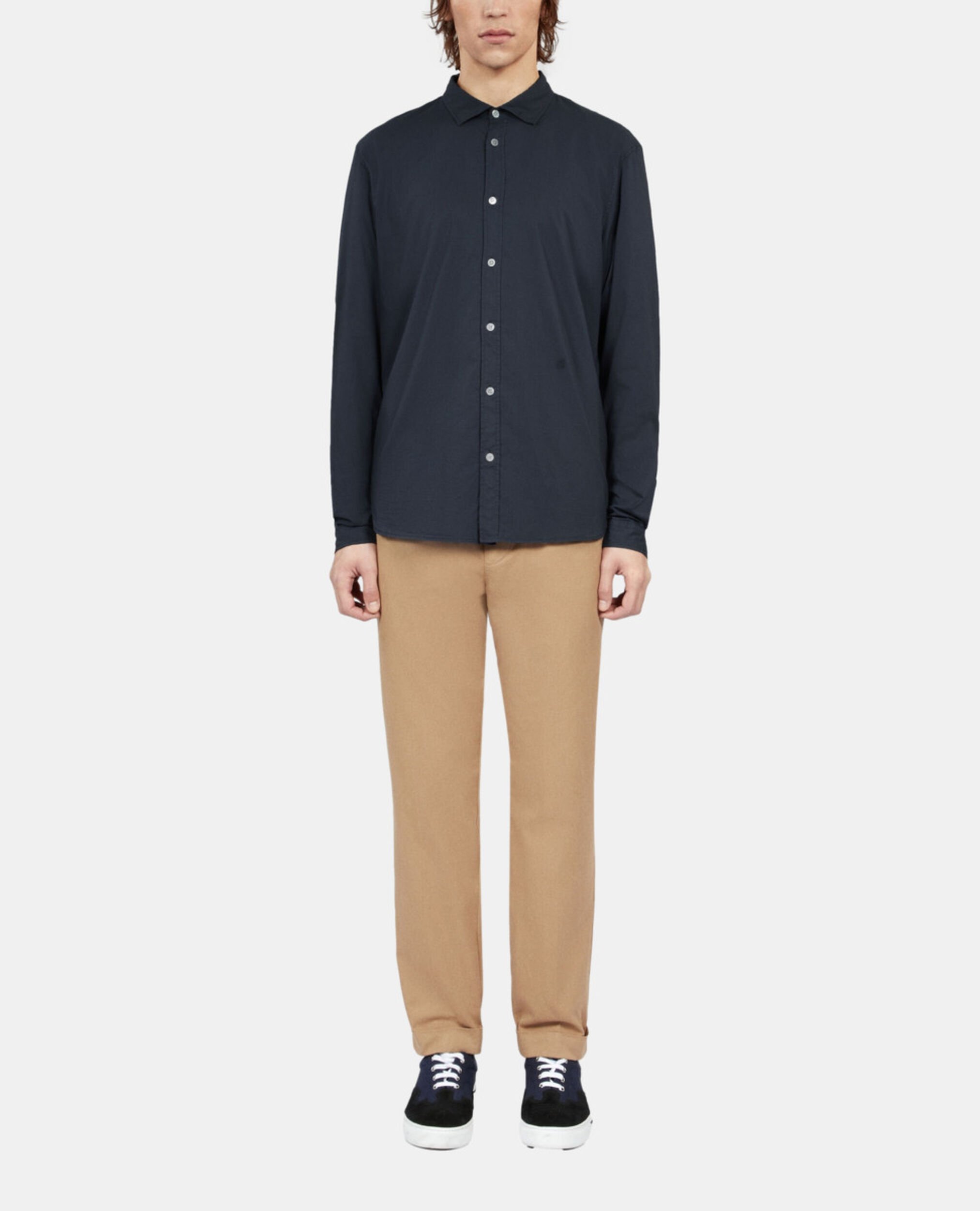 Chemise en voile de coton bleu marine, NAVY, hi-res image number null