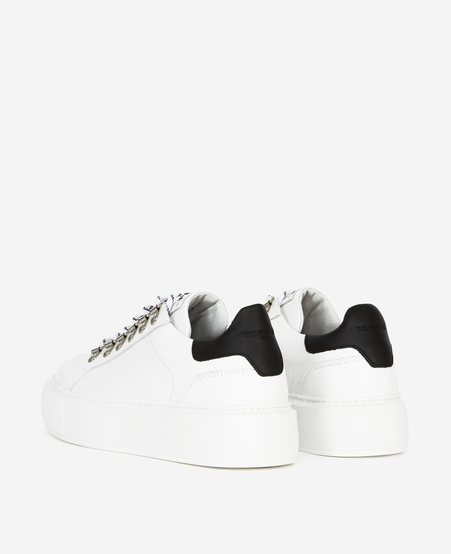 white smooth leather sneakers with detail