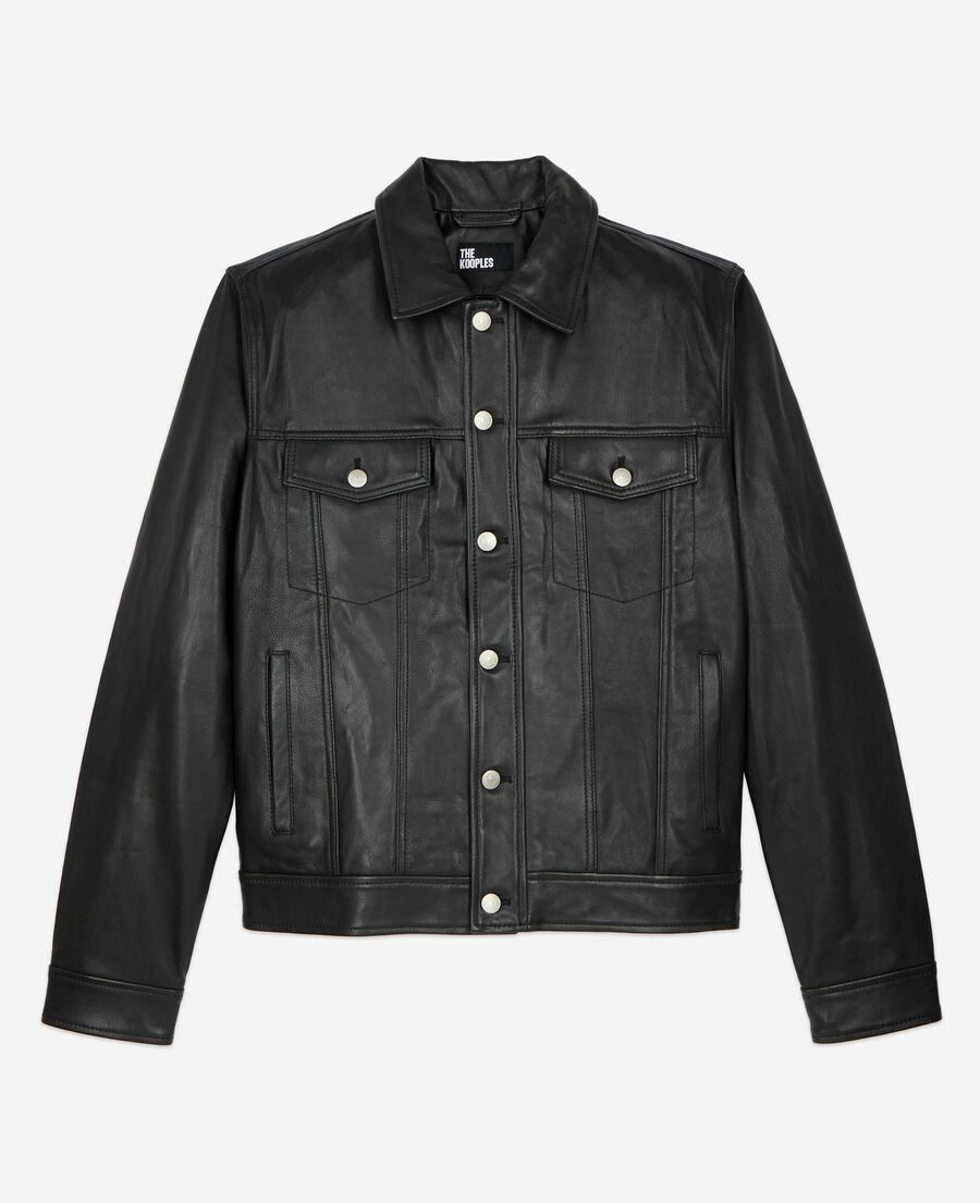 The Kooples H BLACK black leather jacket