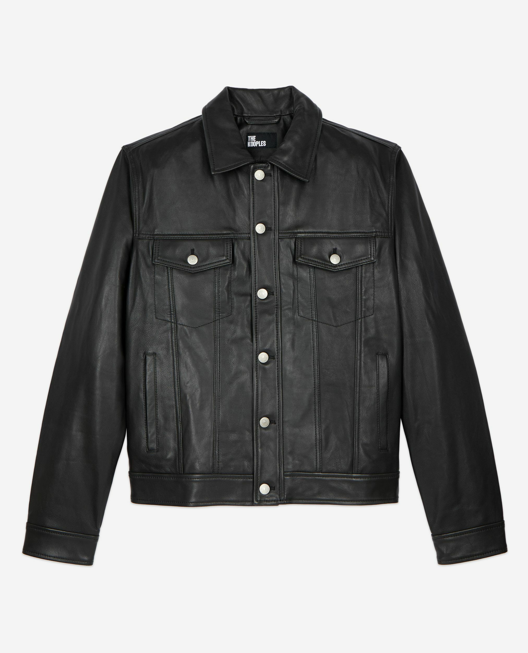 Black leather jacket, BLACK, hi-res image number null
