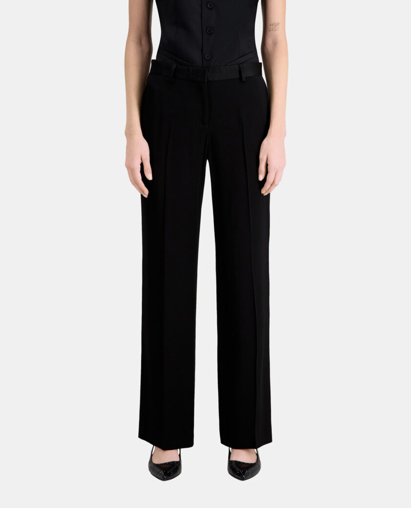 The Kooples FEMME BLACK pantalon tailleur noir en cr&ecirc;pe