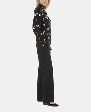 The Kooples FEMME BLACK WHITE chemise en soie imprimée papillons