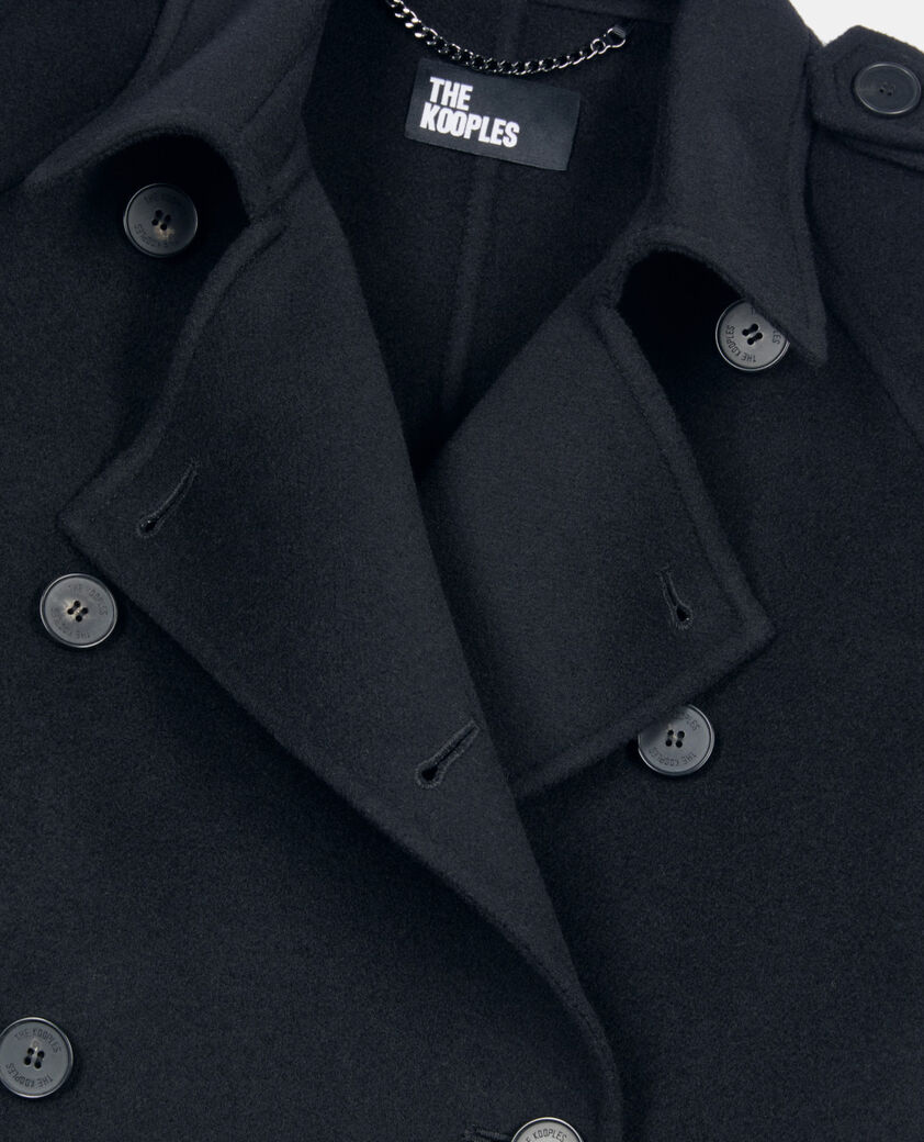 The Kooples FEMME BLACK manteau en laine style trench noir