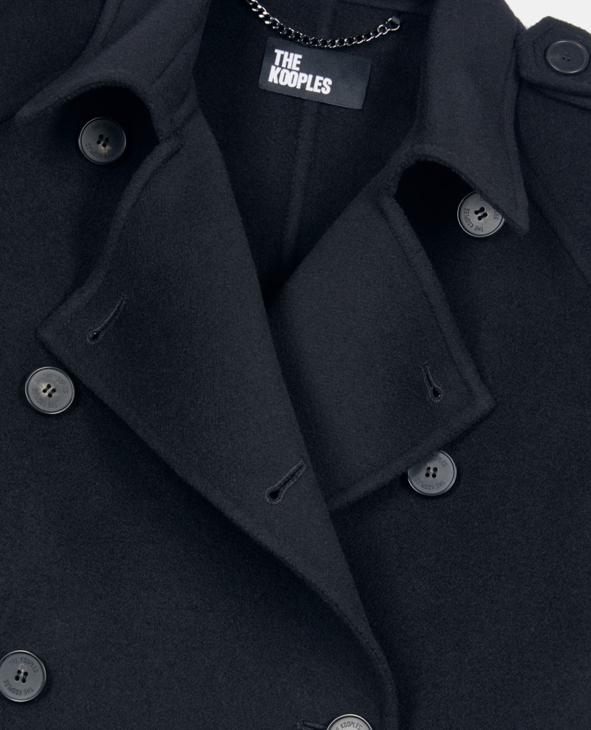 Manteau en laine style trench noir, BLACK, hi-res image number null