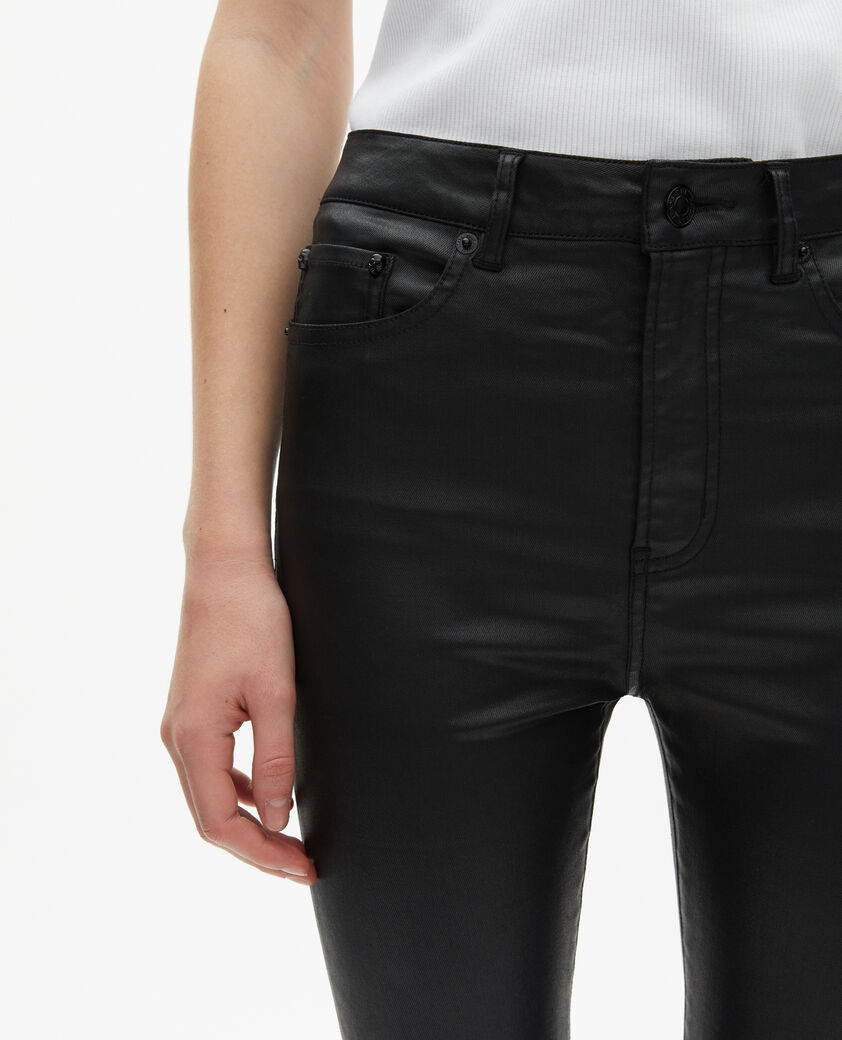 The Kooples FEMME BLACK jean slim effet cuir noir