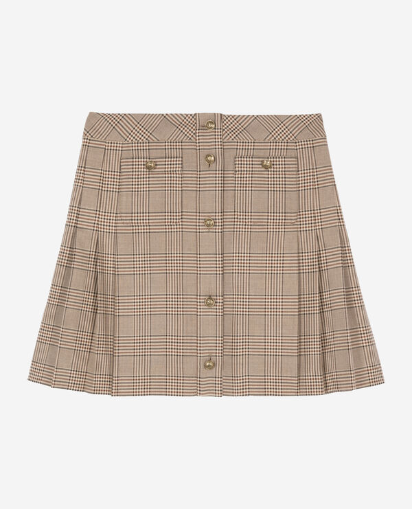 The Kooples DAMEN BEIGE-BROWN kurzer rock prince of wales beige