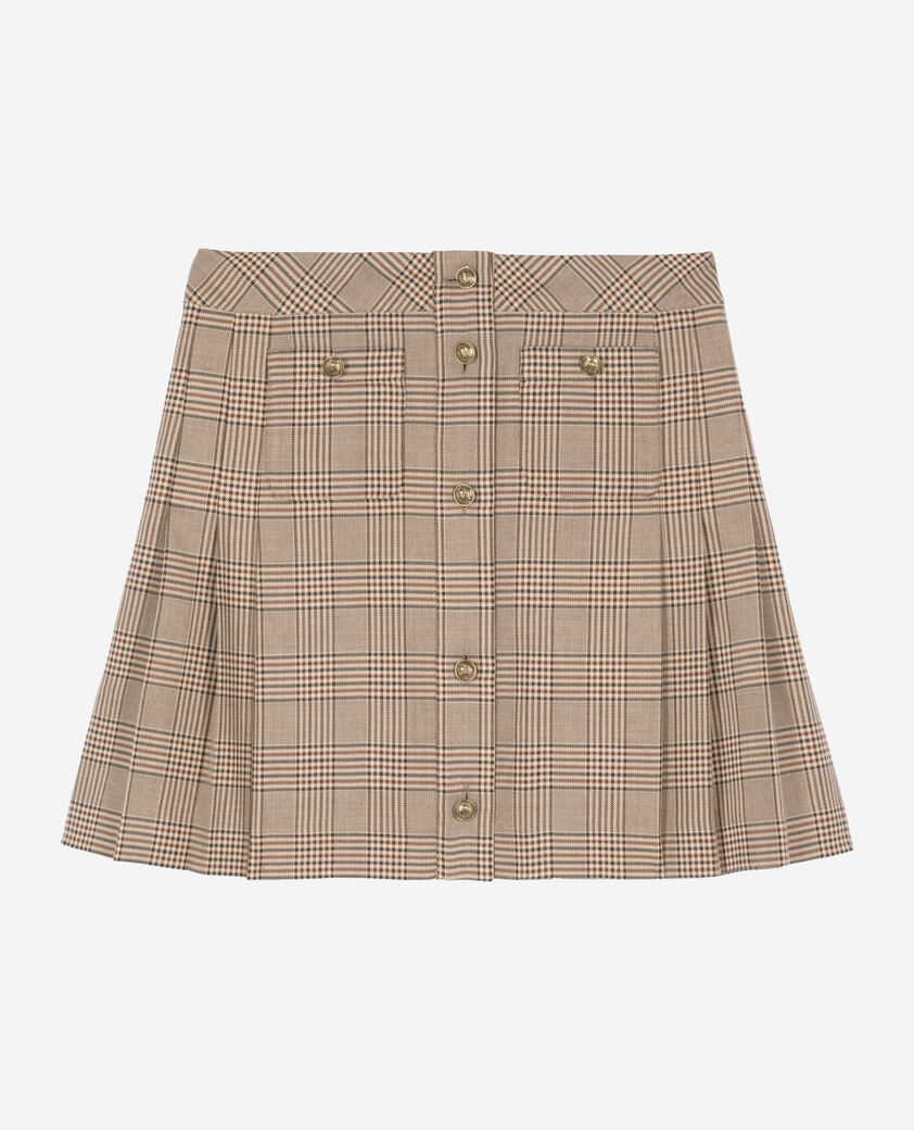 The Kooples WOMEN BEIGE-BROWN prince of wales short skirt beige