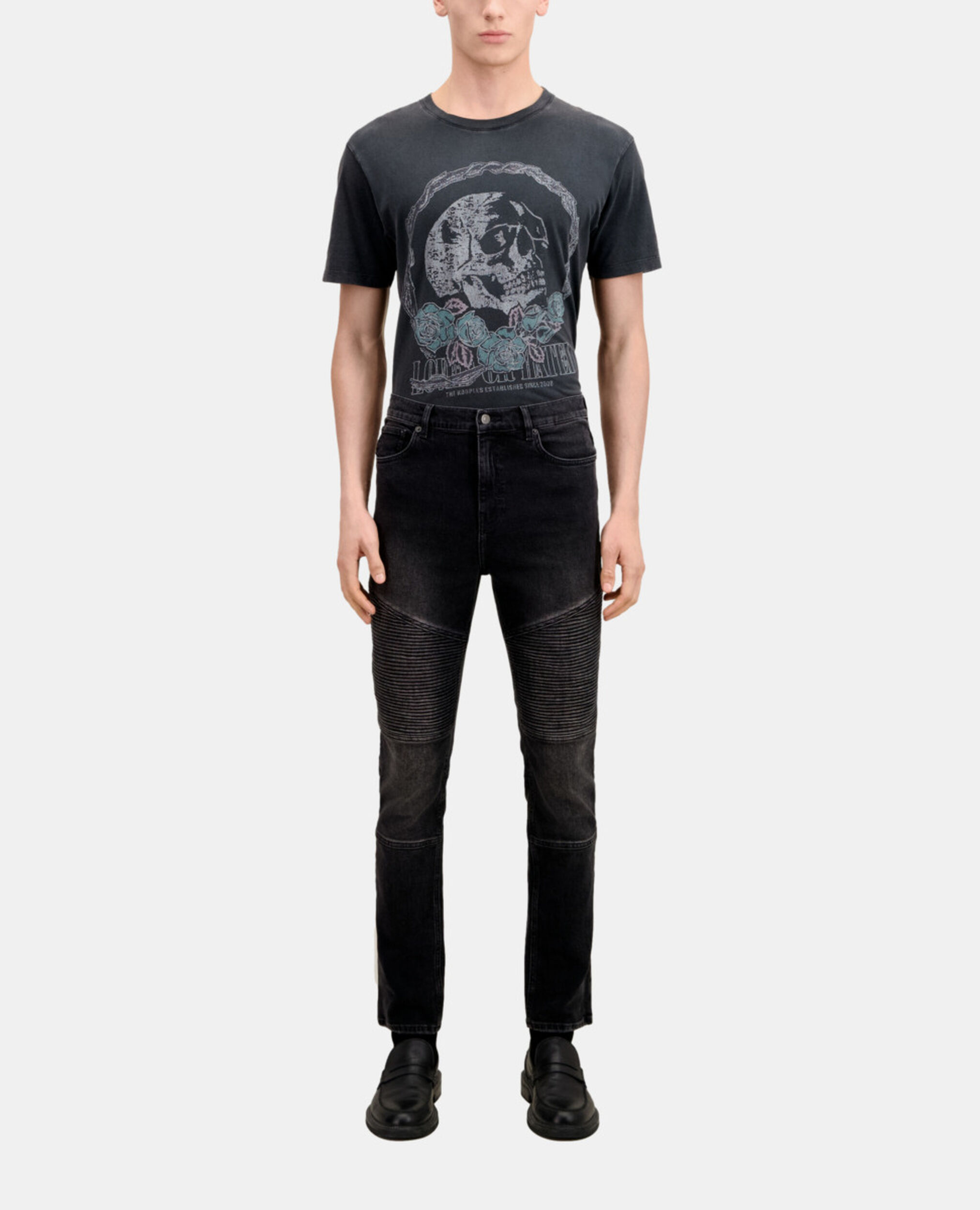 Jean biker slim noir, BLACK WASHED, hi-res image number null