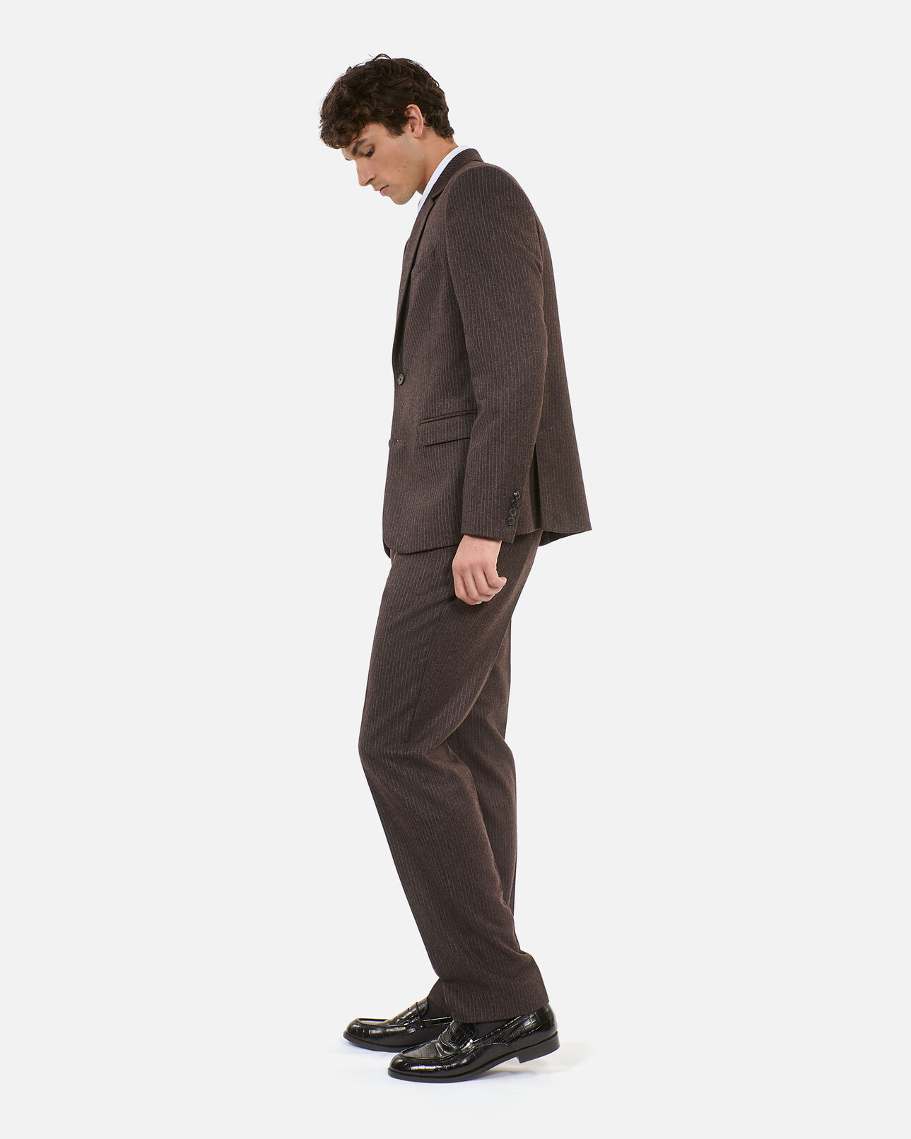 The Kooples MEN BROWN brown pinstripe suit jacket