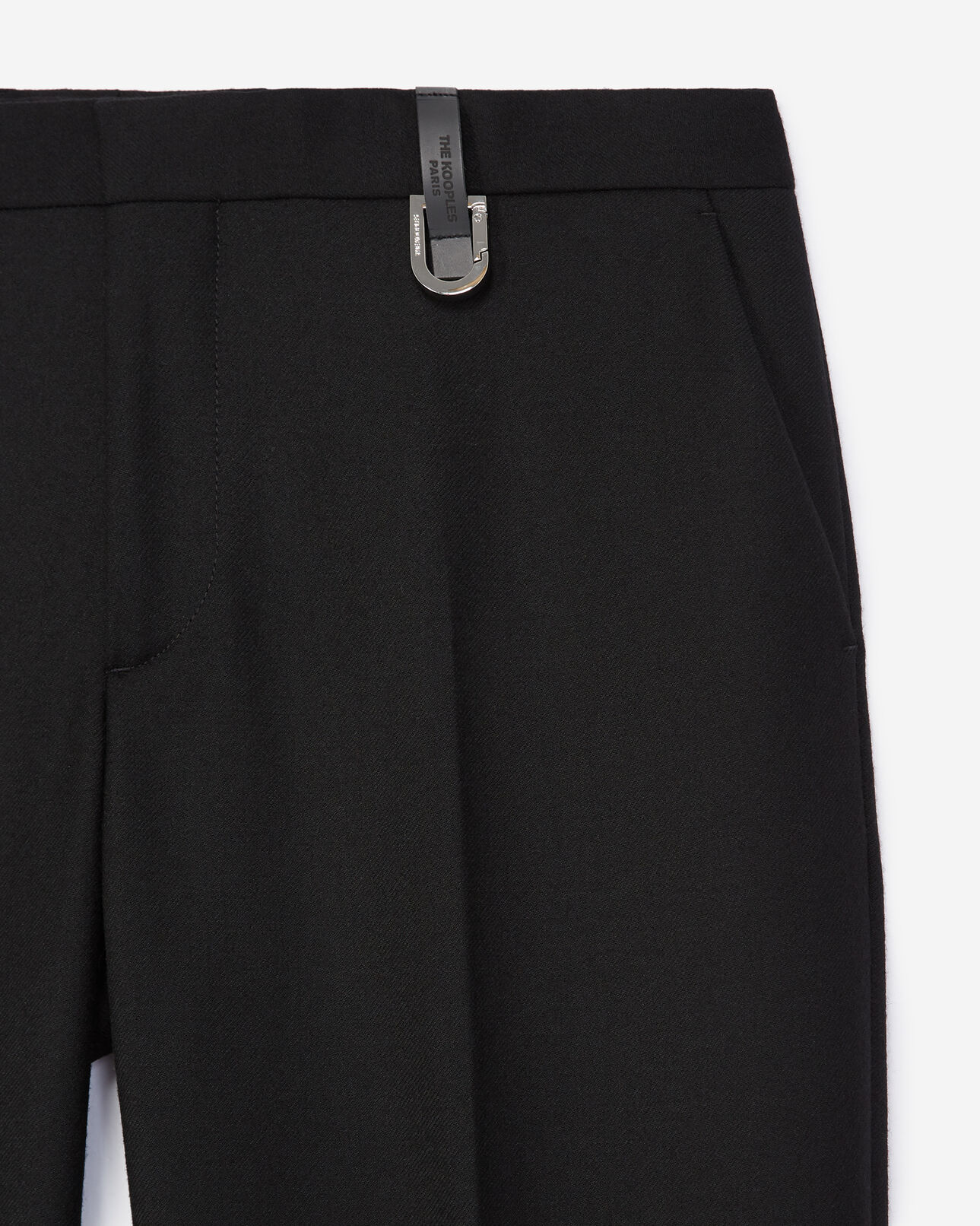 The Kooples HOMME BLACK pantalon laine noir détail cuir