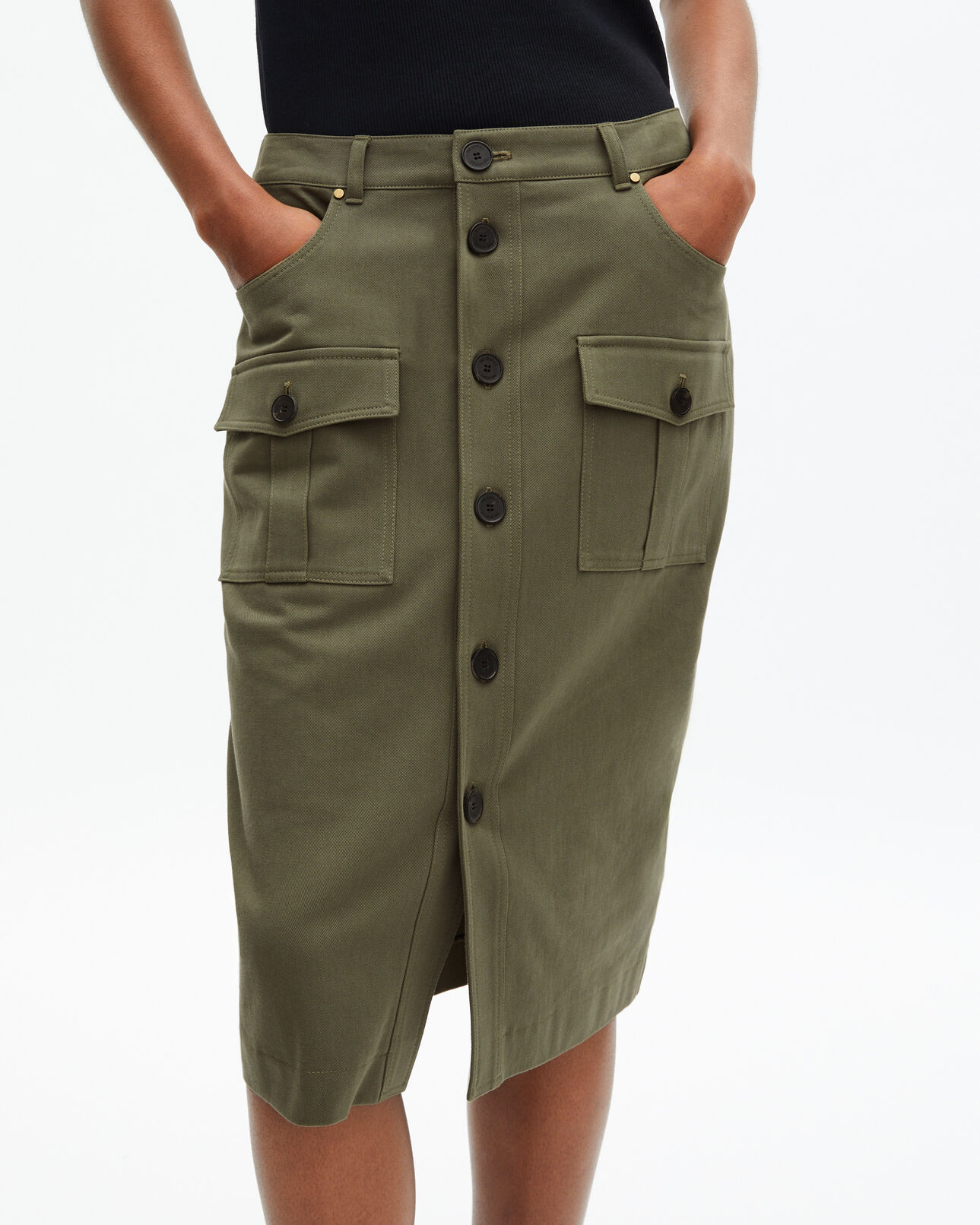 The Kooples DAMEN KAKI midi cargo-rock khaki