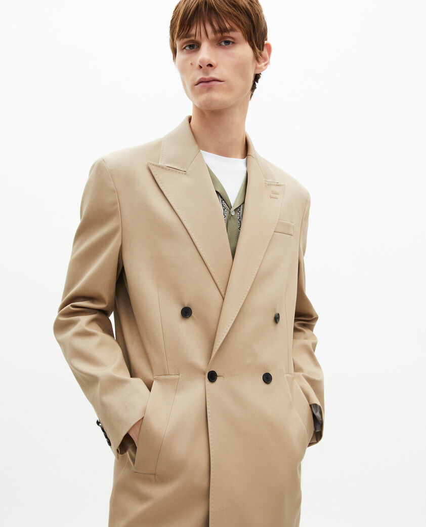 The Kooples HOMME SAND veste longue crois&eacute;e beige