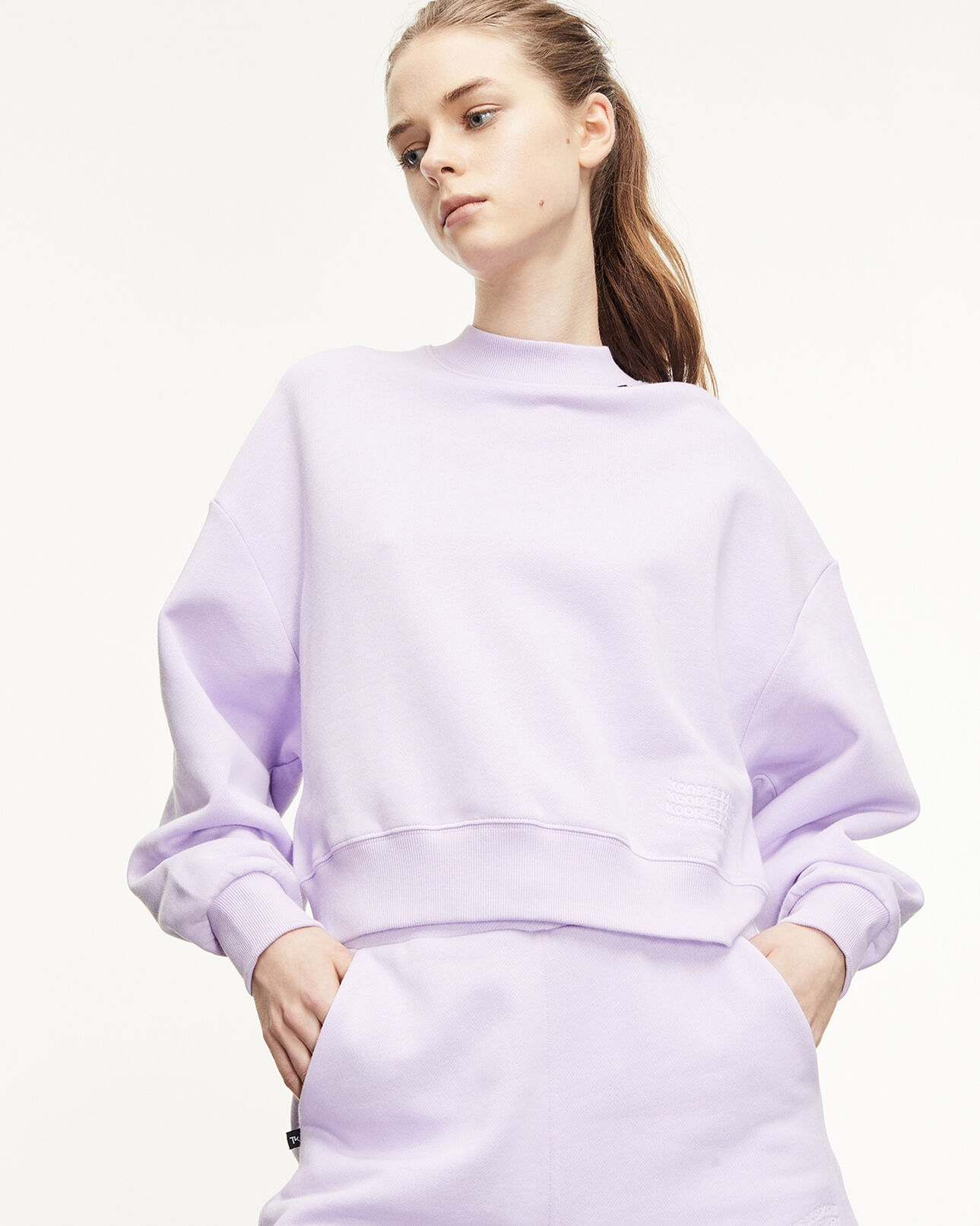 The Kooples MUJER LIGHT PURPLE sudadera violeta logotipo ola repujado