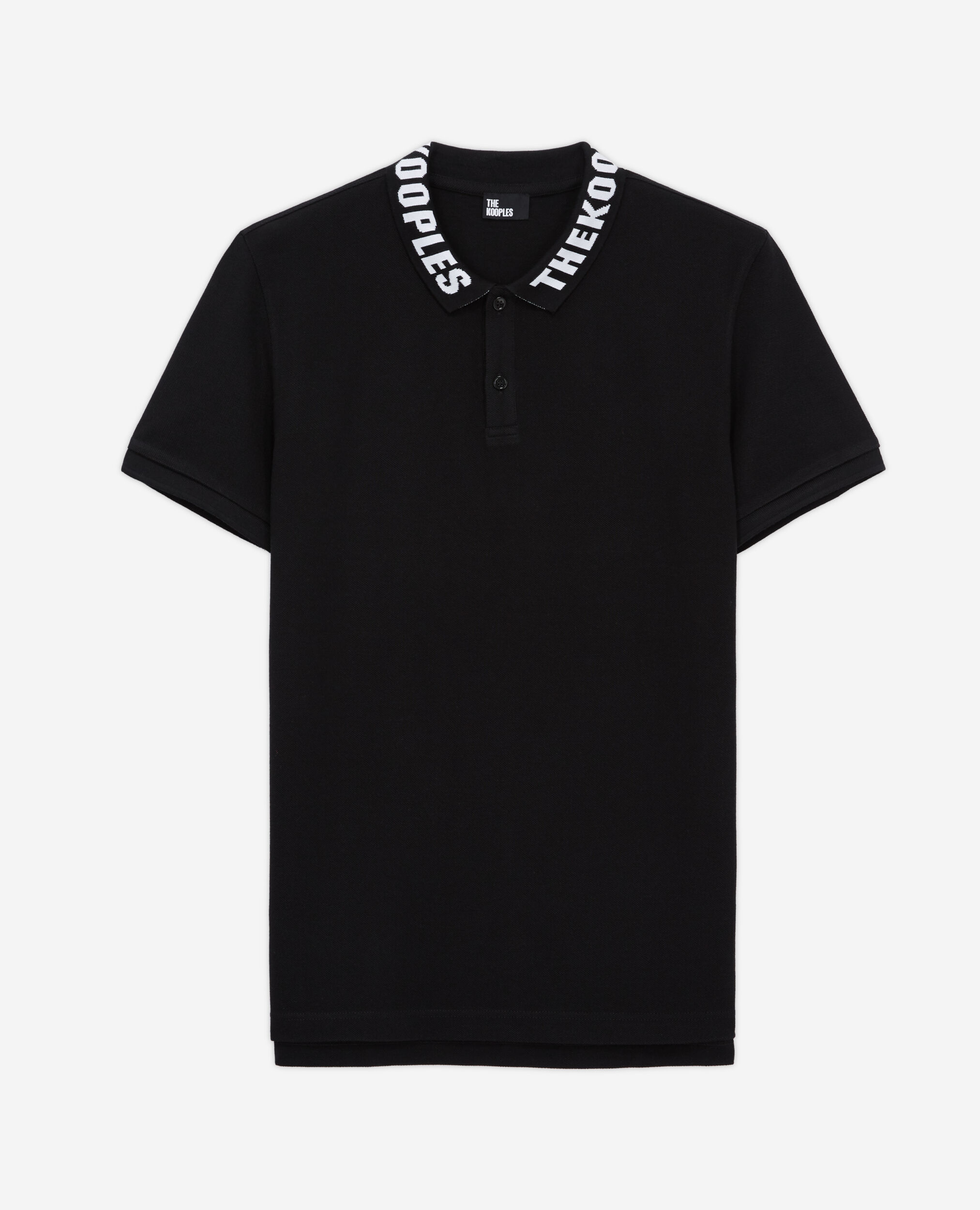 Camisa polo cuello logotipo negro, BLACK, hi-res image number null