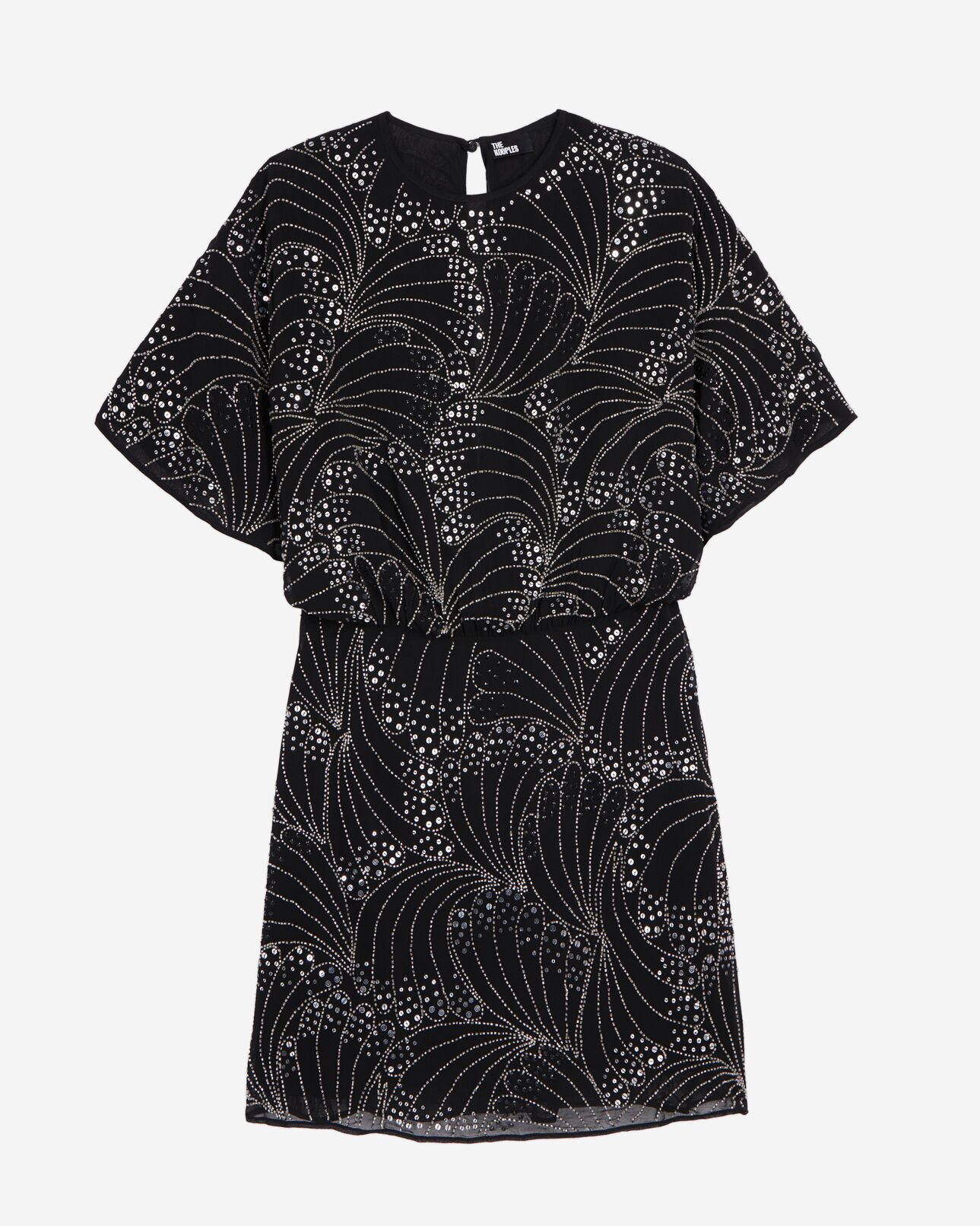 The Kooples FEMME BLACK robe courte noire avec sequins et perles