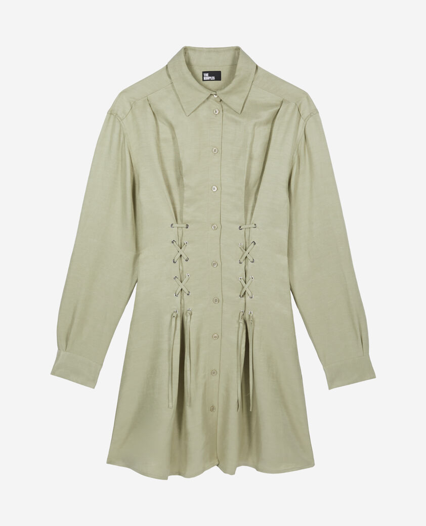 The Kooples FEMME KAKI GREY robe courte avec laçage vert clair