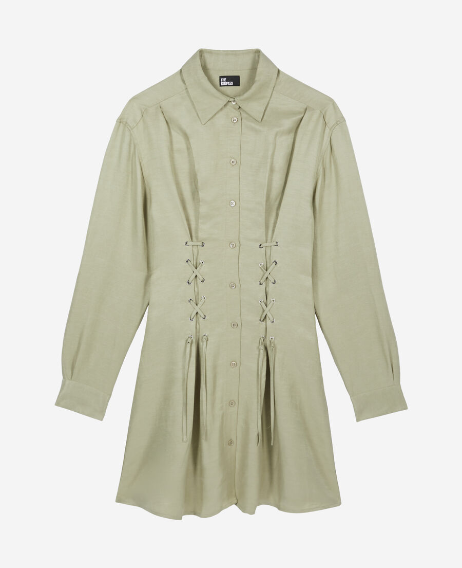 The Kooples FEMME KAKI GREY robe courte avec laçage vert clair