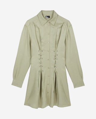 The Kooples FEMME KAKI GREY robe courte avec laçage vert clair