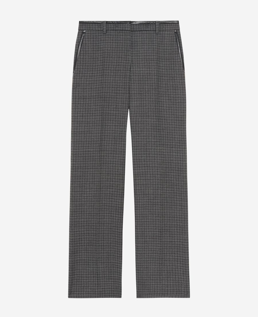 The Kooples FEMME BLACK pantalon tailleur droit en pied de puce noir et gris