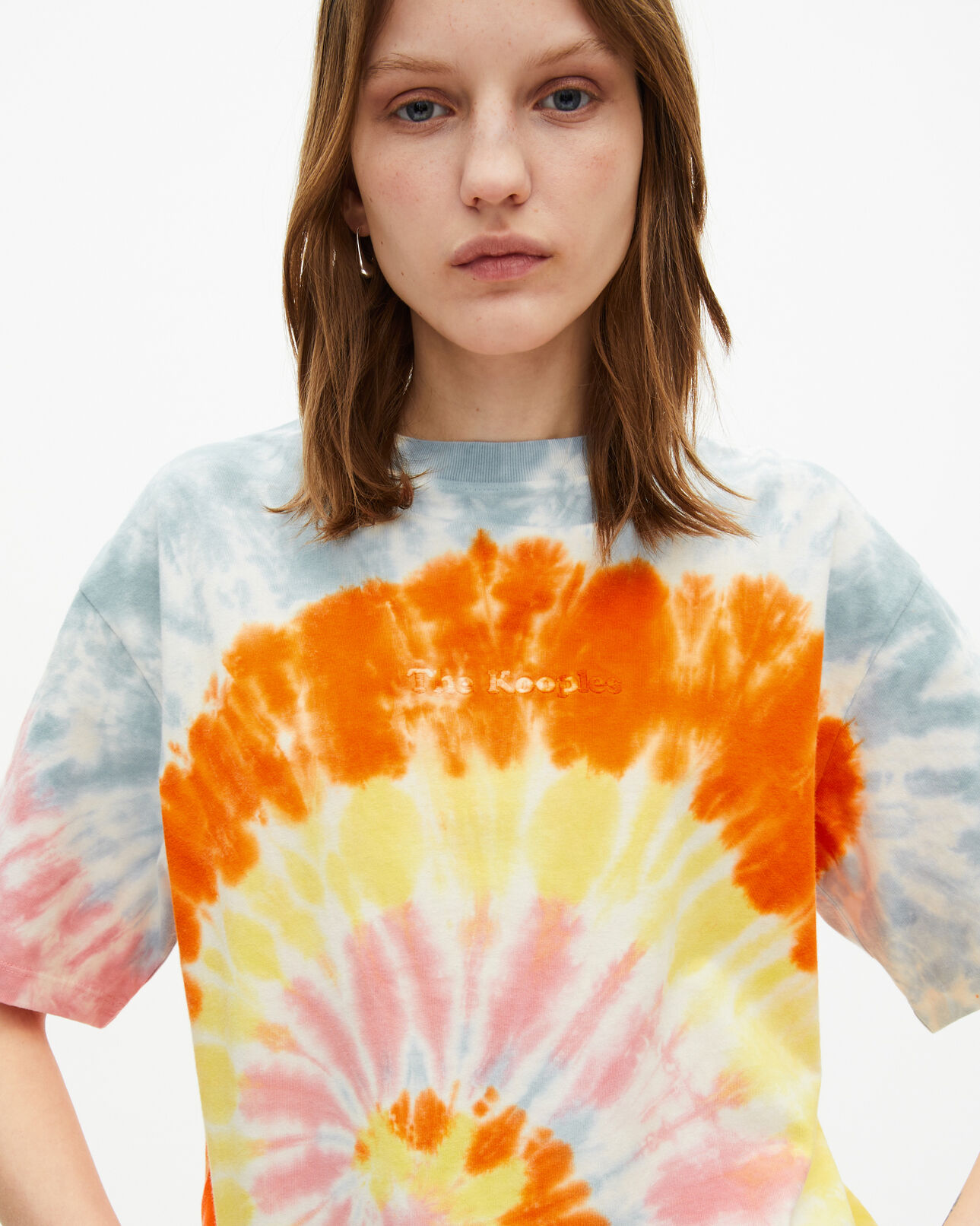 The Kooples WOMEN BABY BLUE multicolor tie-dye t-shirt