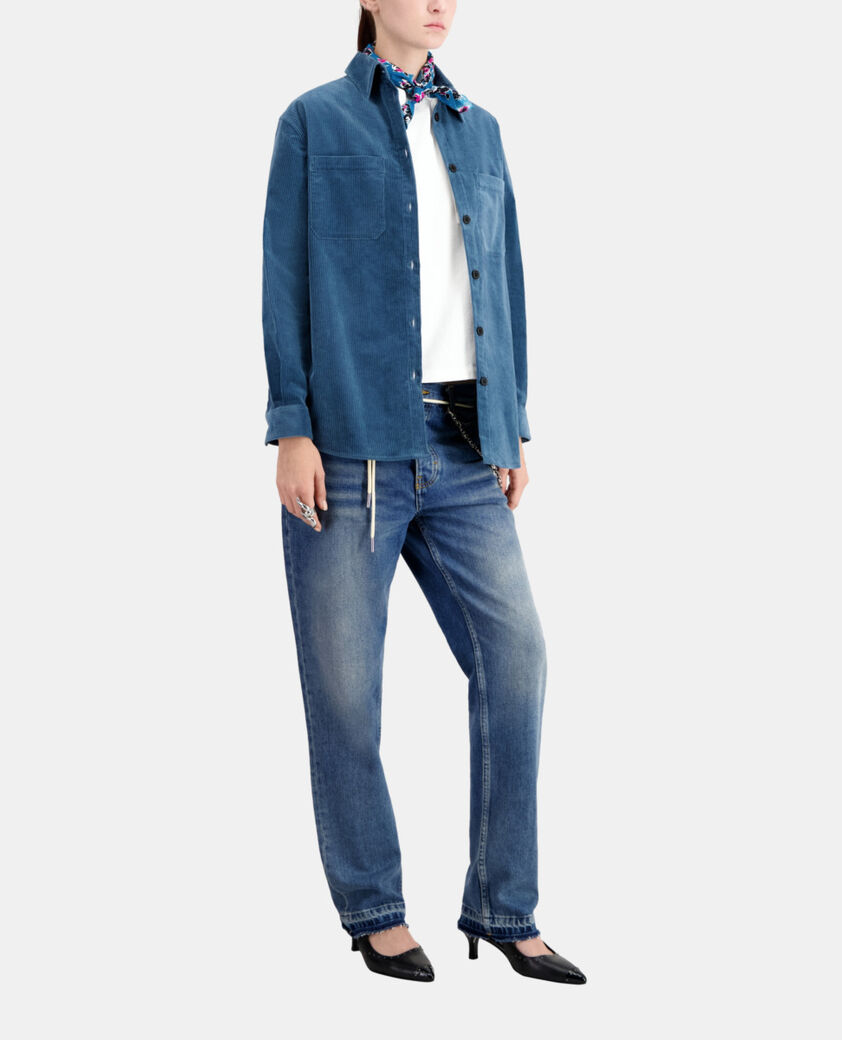 The Kooples FEMME BLUE PETROL surchemise bleue en velours côtelé