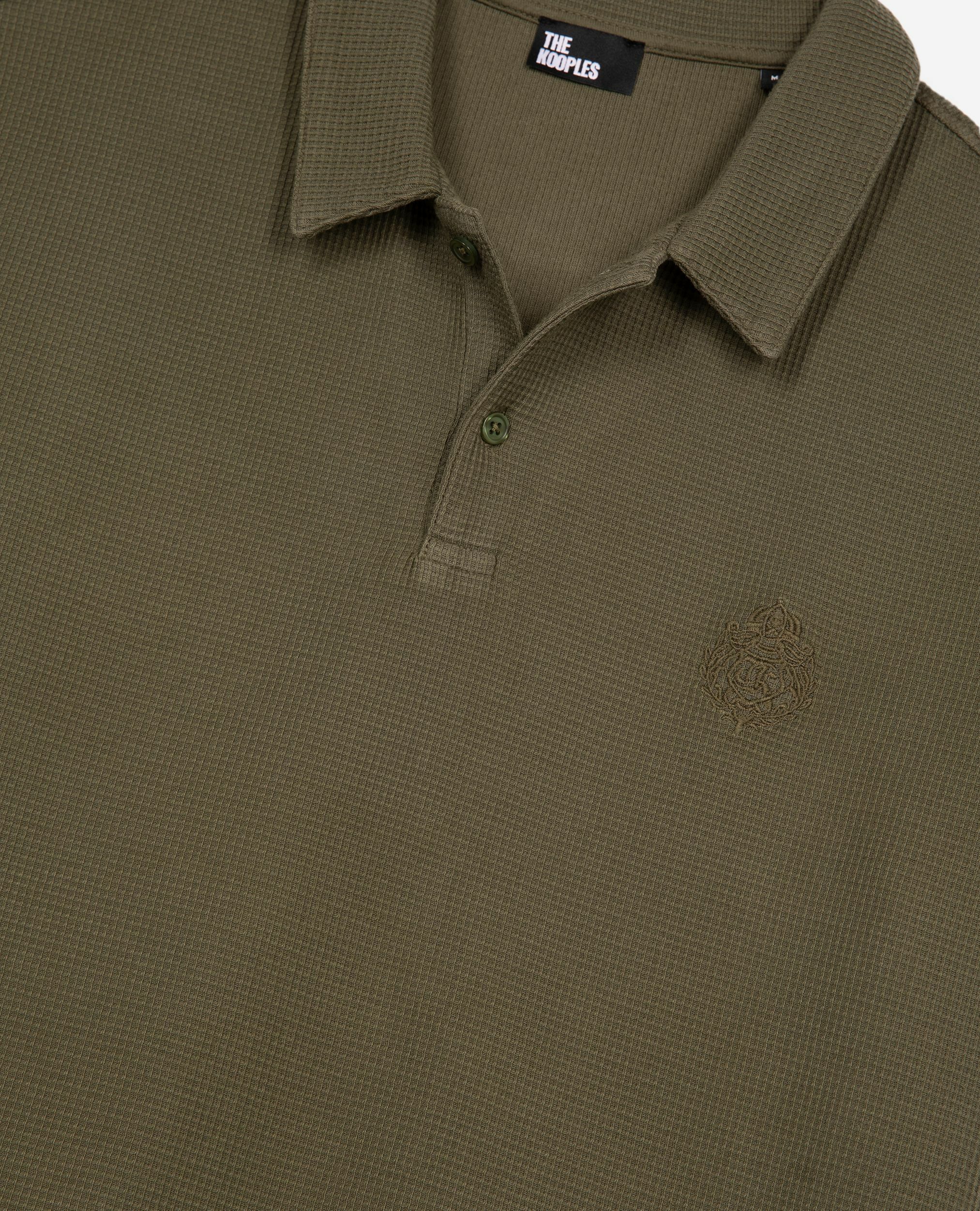 Khaki honeycomb polo shirt with crest | The Kooples US