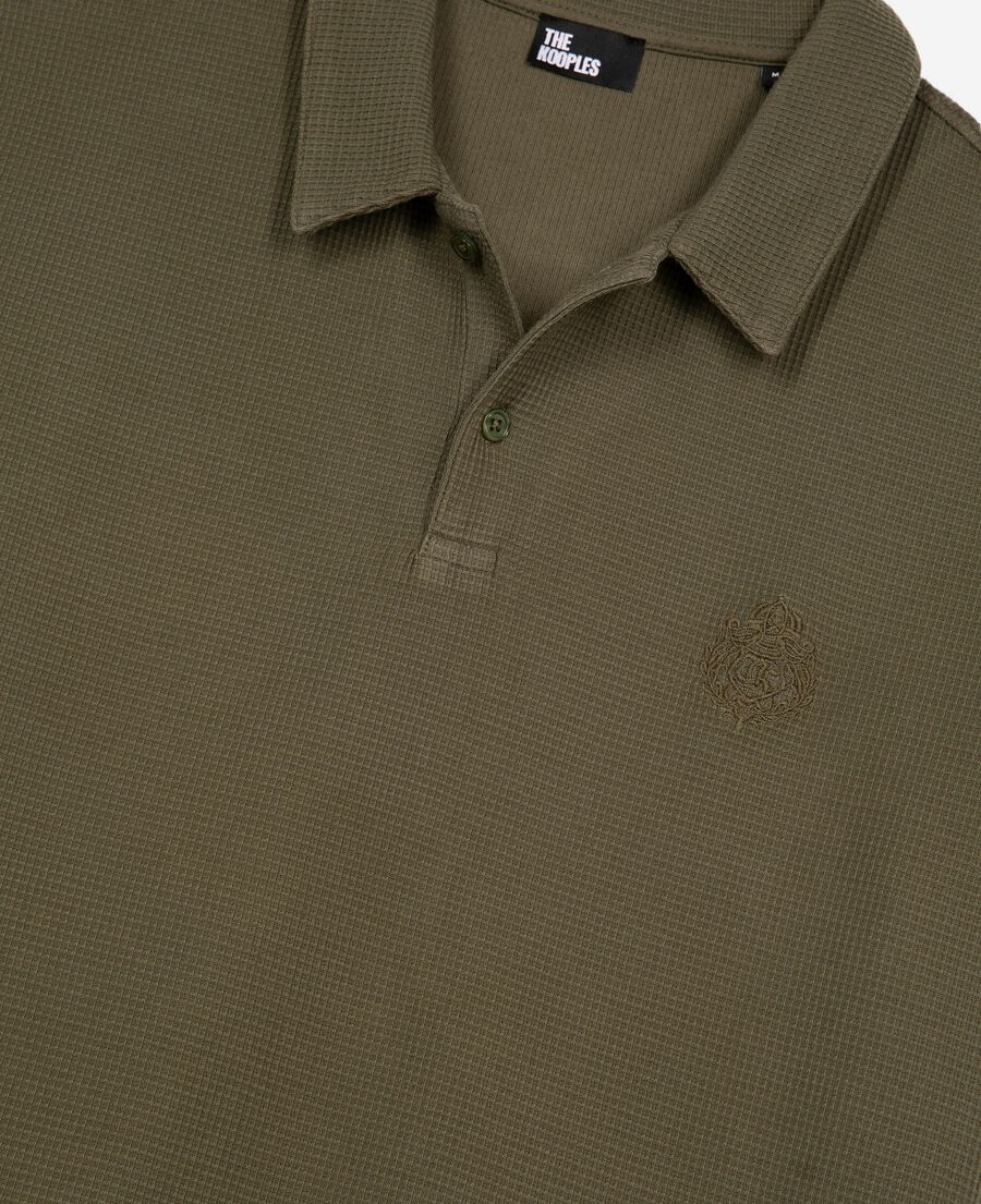 The Kooples MEN KAKI khaki honeycomb polo shirt with crest