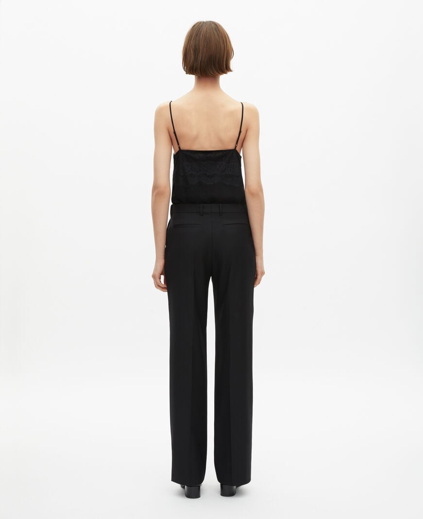 The Kooples FEMME BLACK pantalon tailleur en laine coupe droite noir 
